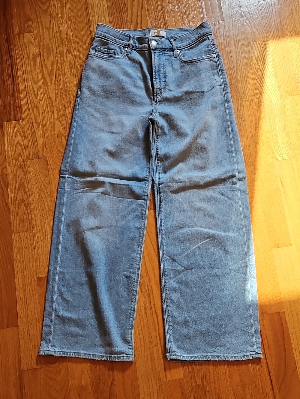 Loft Womens Light Blue Wide-Leg Crop Jeans